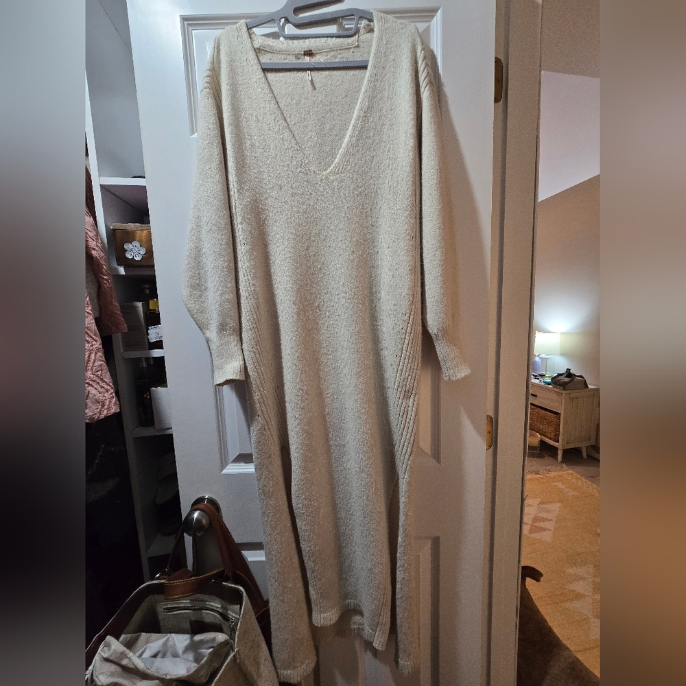 Free People Cream Textured Knit Dress